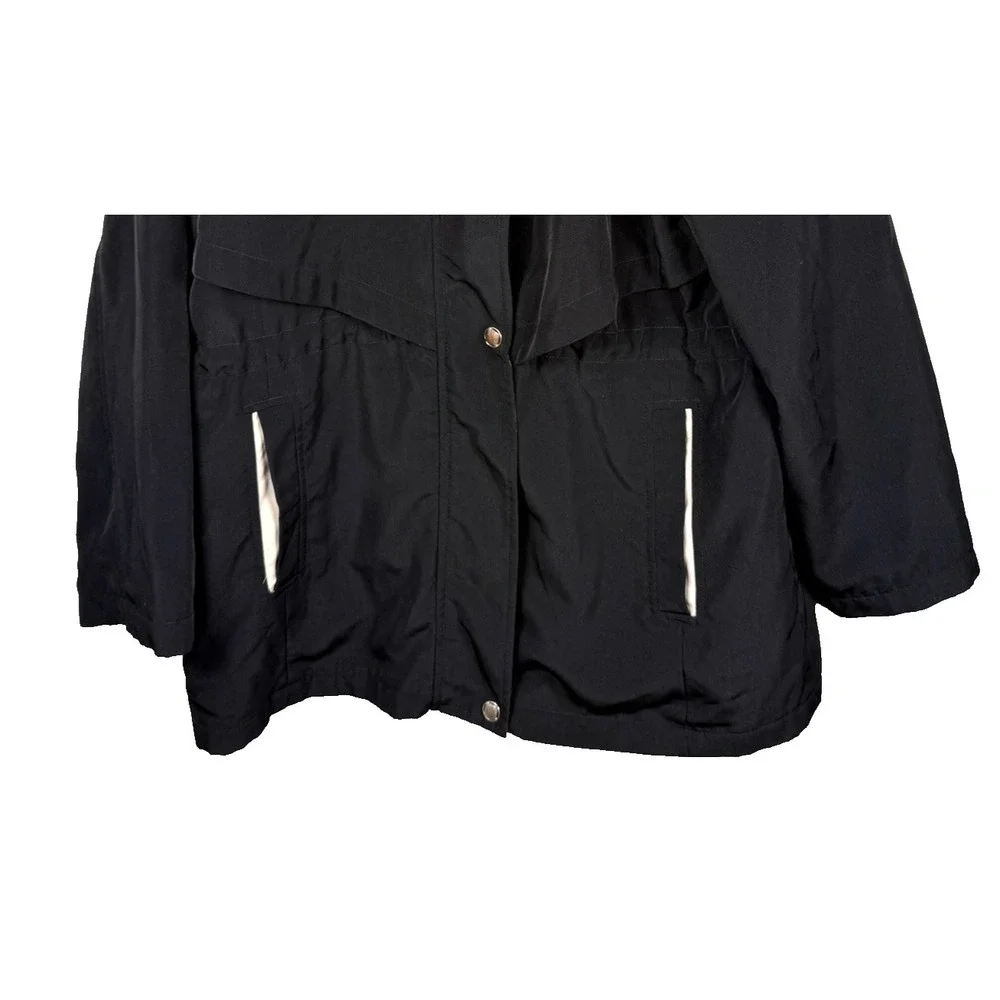 Braetan Women's Black Vintage Trench Windbreaker Jacket Size Large Petite Vented